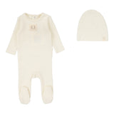 Lilette Cream Pointelle Emblem Footie Set