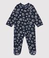 Petit Bateau Navy/White Velour Star Footie