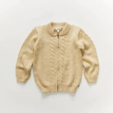 Oeuf Bright Beige Cable Knit Zip Up