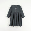 Popelin Dark Grey Embroider Pintuck Dress