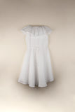 Popelin White Swiss Dot Frill Collar Dress