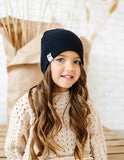 Jacqueline & Jac Black Thick Rib Knit Beanie