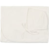 Mio Cotton White Knit Blanket and Bonnet