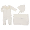 Latte Biscotti Ivory Velour Lace Collar Layette Set