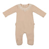 Latte Baby Soft Pink Lace Collar Footie
