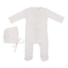 Mio White/Blush Smock Down Footie/Bonnet